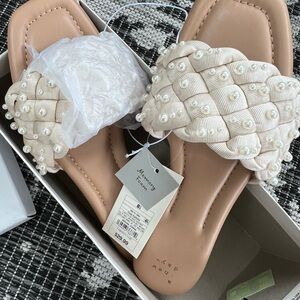 a new day Cream Sandals with Pearl Accents